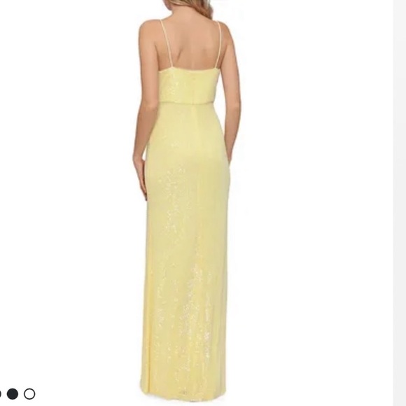Butter yellow sequin formal dress with cutout and slit - Picture 2 of 11